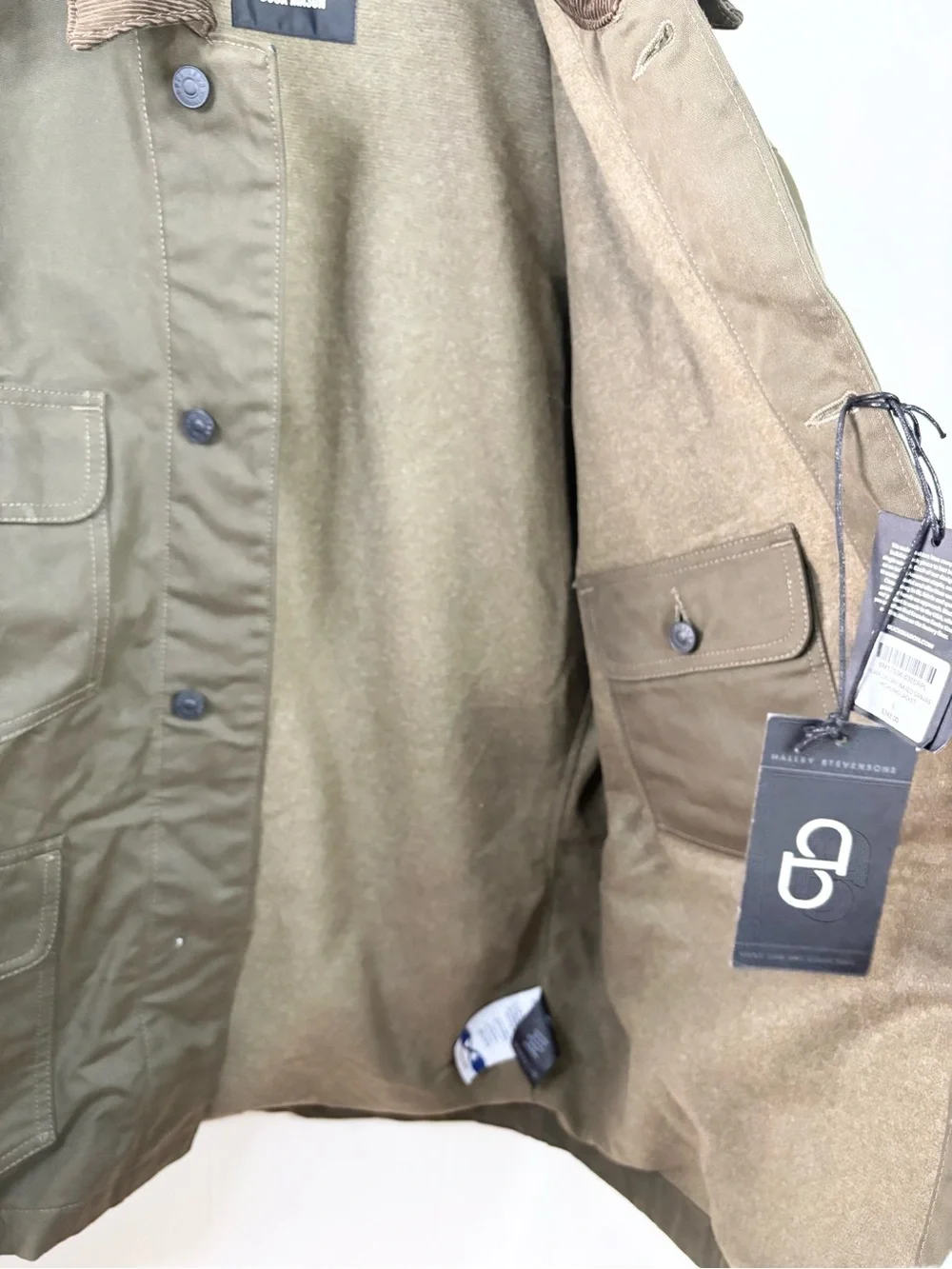 Buck Mason surplus green dry waxed canvas highland jacket size L men’s flaw